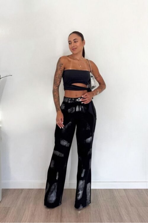 Calça Jeans Foil Pintura Metálica