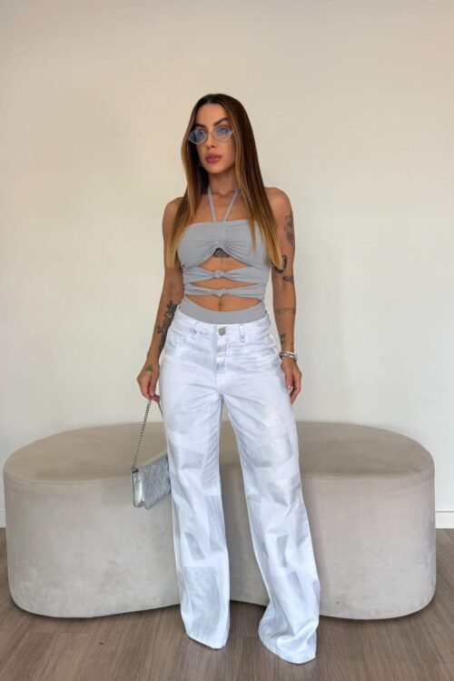 Calça Jeans Foil Pintura Metálica