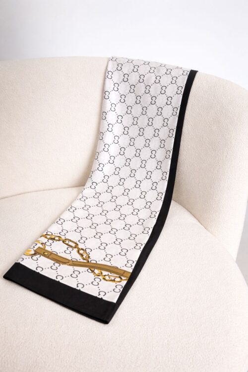 Lenço Cetim Branco Correntes