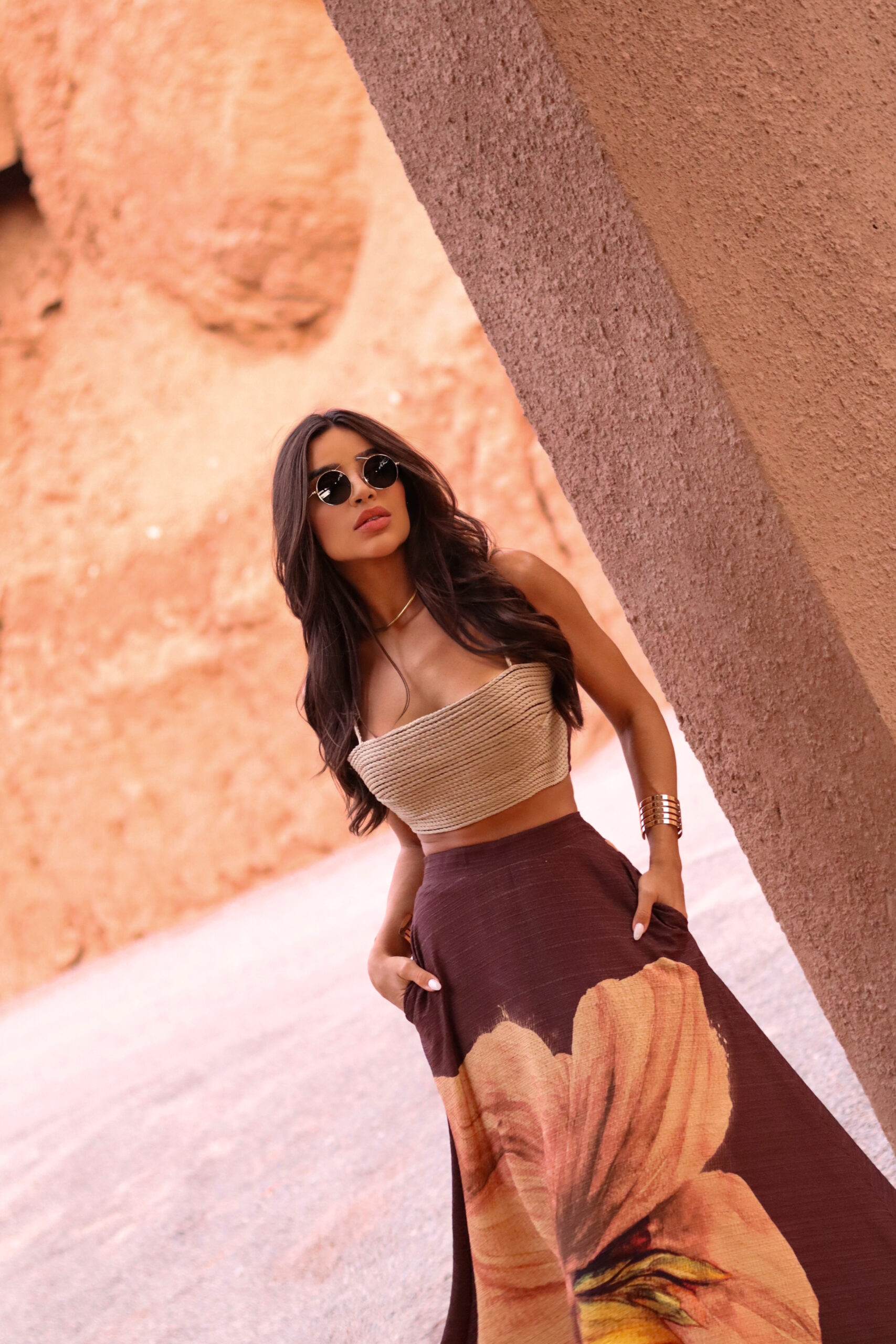 Conjunto Flora Bella - Top Artesanal e Saia Longa Estampada - Imagem 2