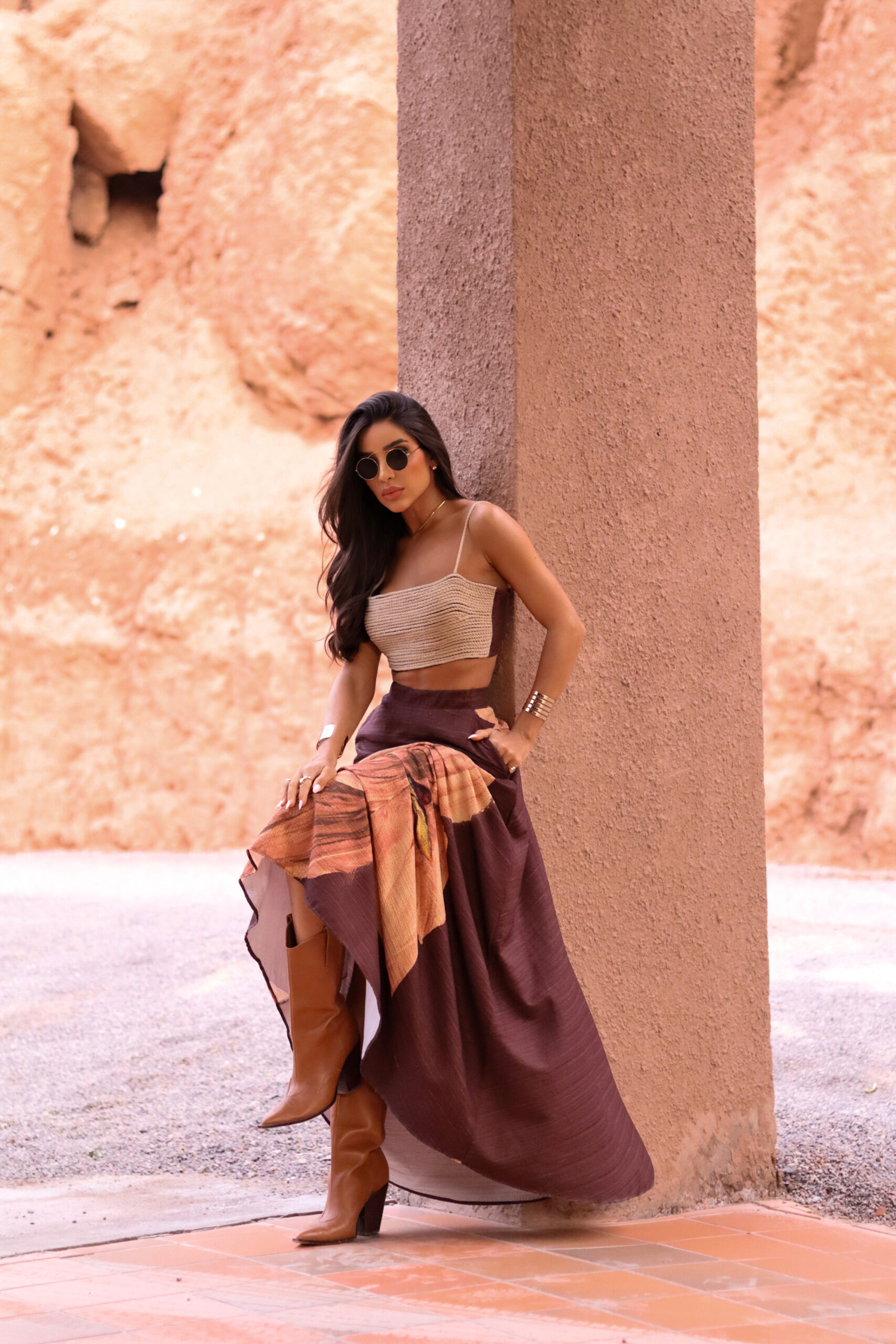 Conjunto Flora Bella - Top Artesanal e Saia Longa Estampada - Imagem 4