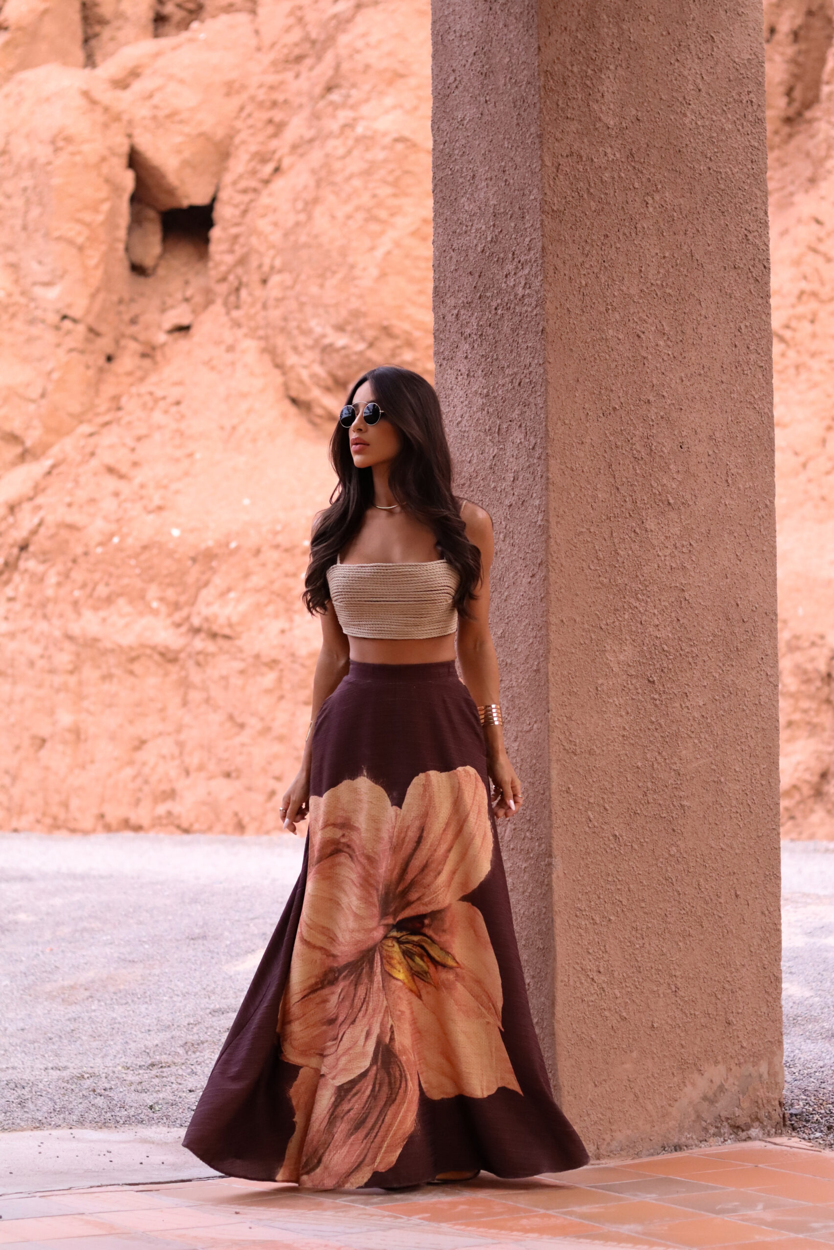 Conjunto Flora Bella - Top Artesanal e Saia Longa Estampada - Imagem 5