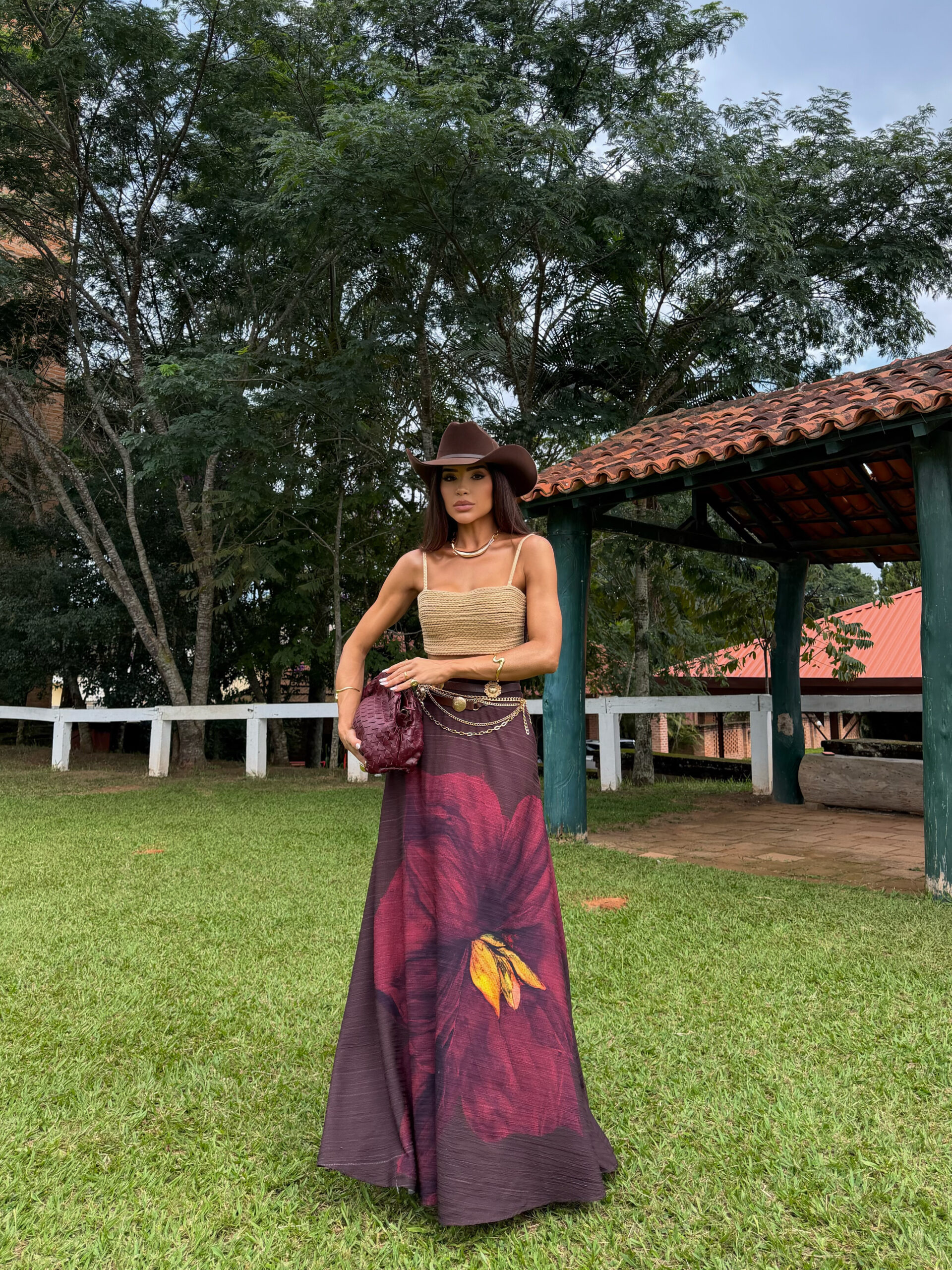 Conjunto Flora Bella - Top Artesanal e Saia Longa Estampada - Imagem 11