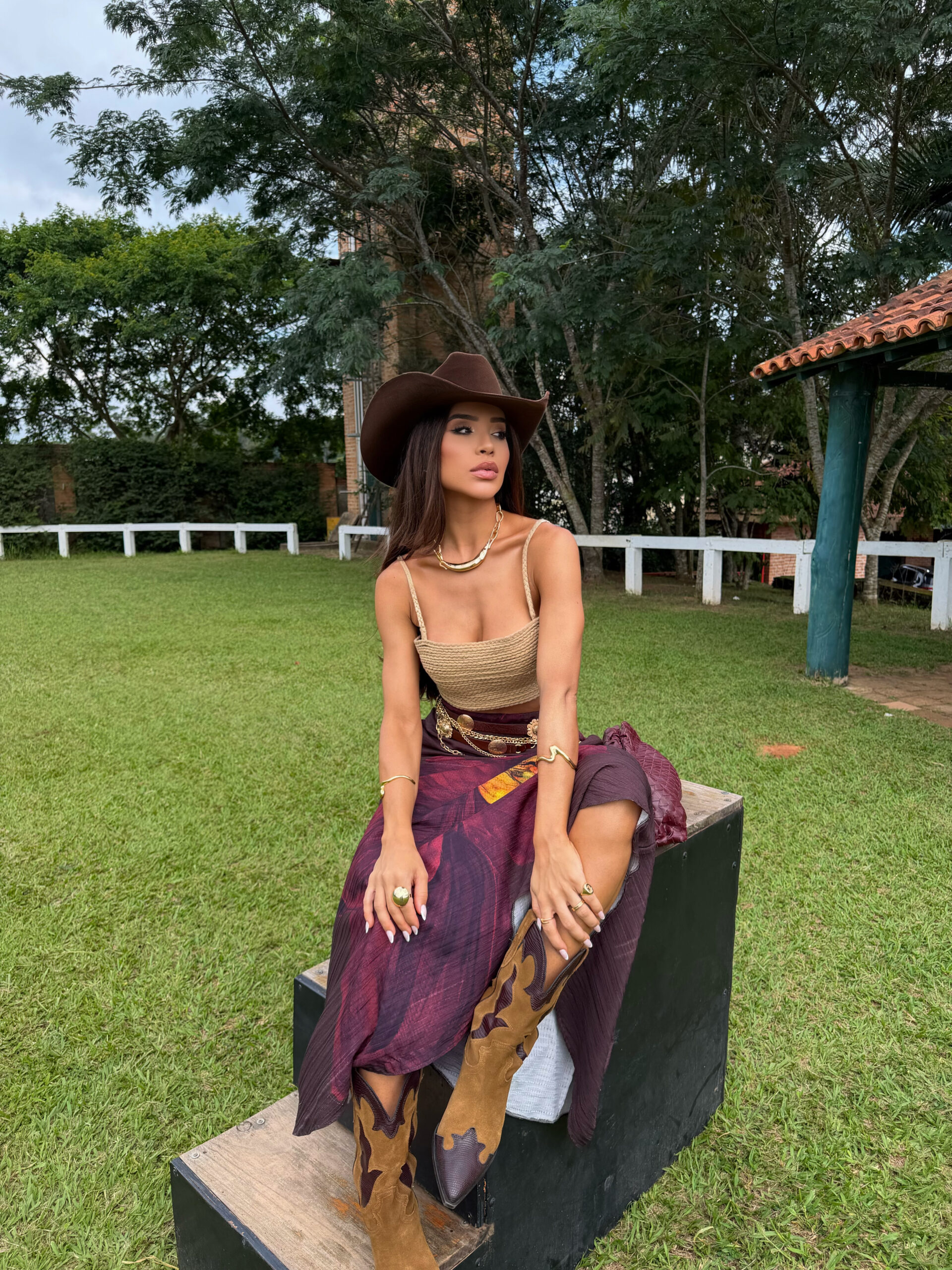 Conjunto Flora Bella - Top Artesanal e Saia Longa Estampada - Imagem 8