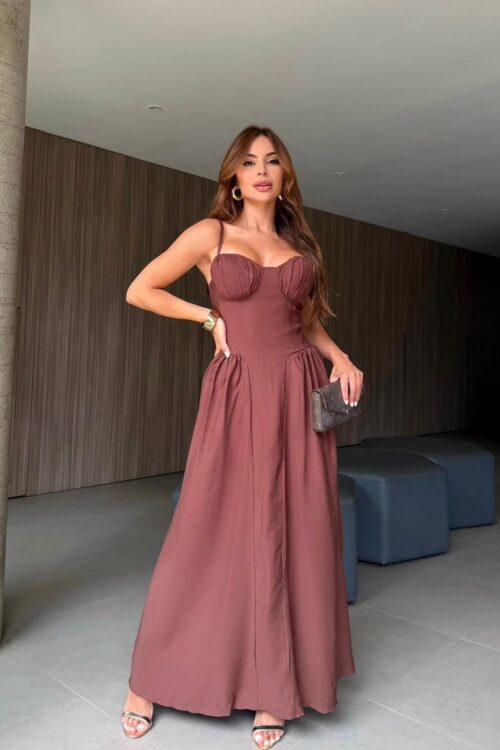 Vestido Longo Princess Marrom