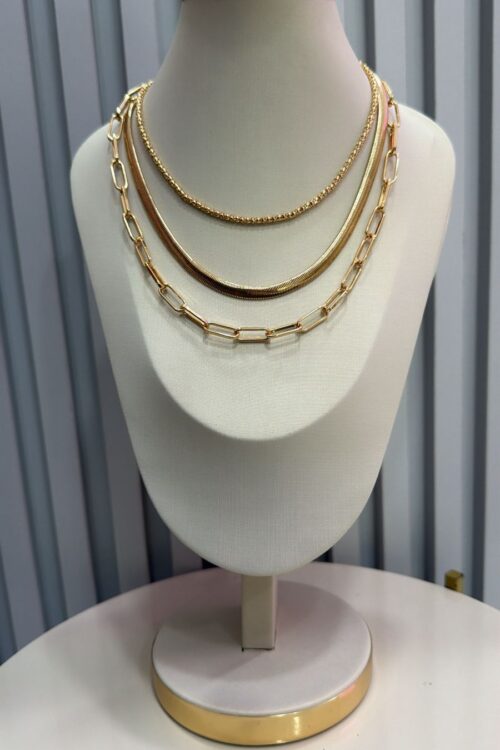 Conjunto de 3 Colar Dourado Ana