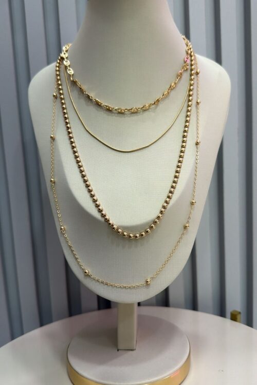 Conjunto de 4 Colares Sabrina Dourado