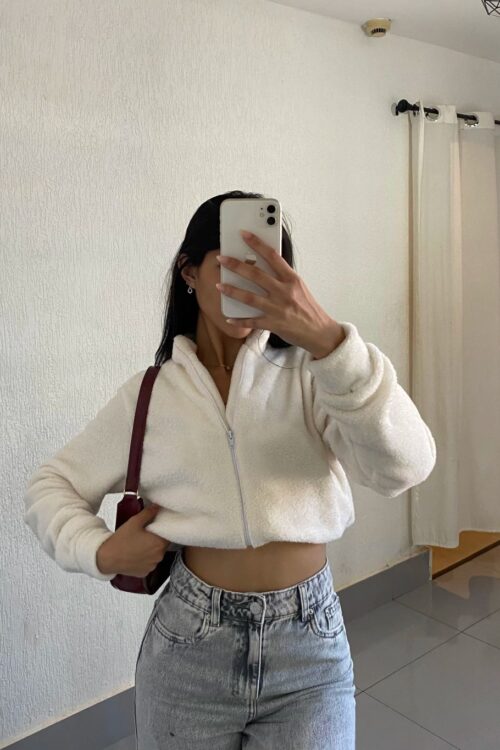 Casaco Pelinho com Zíper Aurora Off