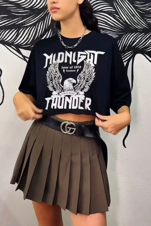 Cropped T-shirts Águia Metalizada Preto