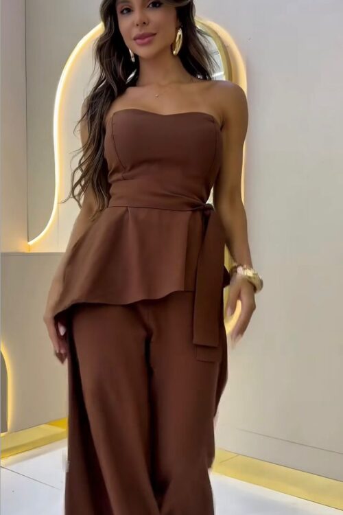 Conjunto Longo Mayte Marrom