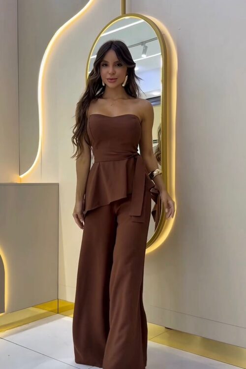 Conjunto Longo Mayte Marrom