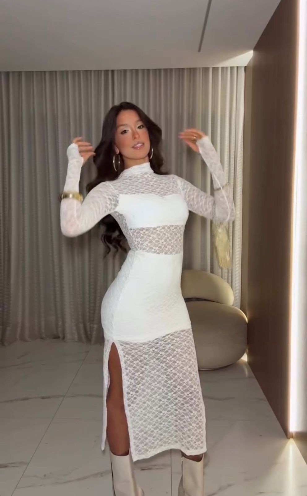 Vestido Mid Rendado Branco Eloa - Imagem 2