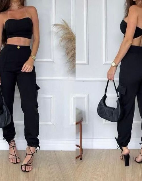 Conjuntos de Calça Cargo Jogger Preto