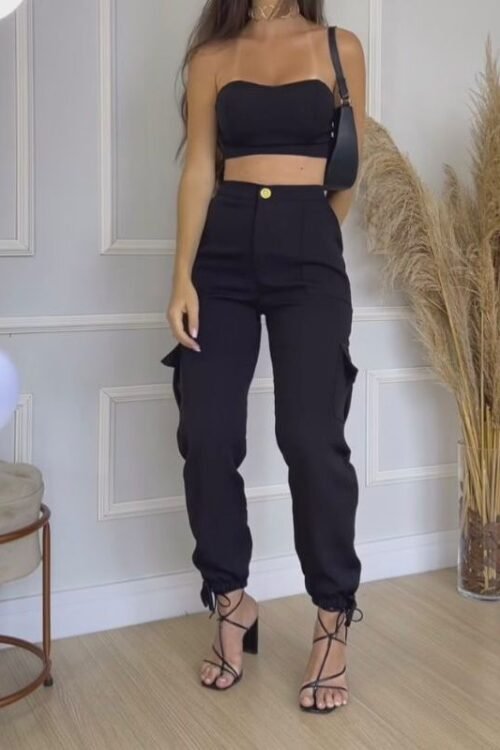 Conjuntos de Calça Cargo Jogger Preto