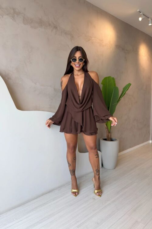 Vestido/macaquinho Chiffon Cristina