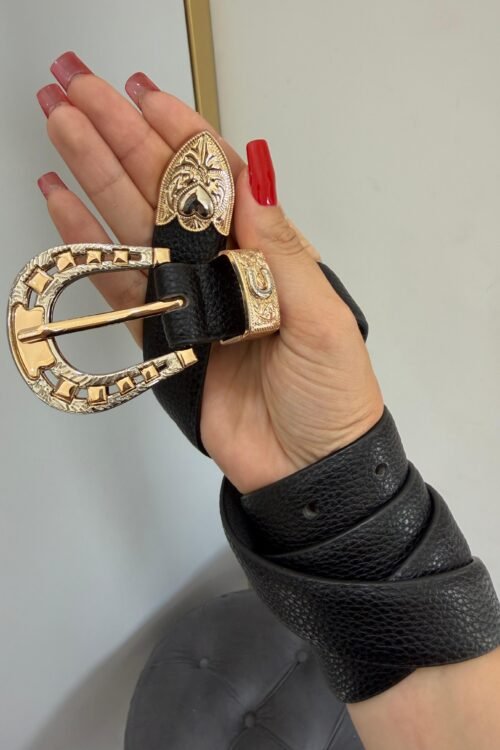 Cinto Preto Fivela 2 Banhos