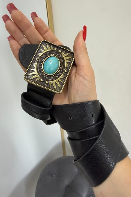 Cinto Fivela Quadrada Turquesa